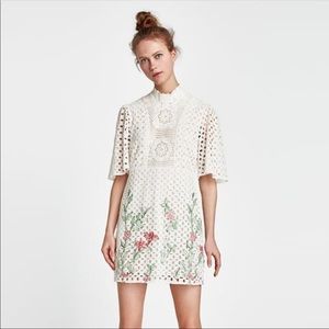Zara Blogers Favorite Lace Floral Eyelet Dress XS